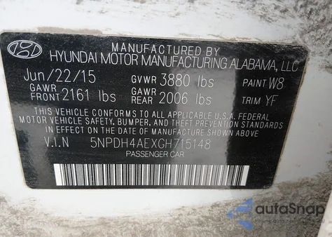 2016 Hyundai Elantra Se z USA, uszkodzony, nr VIN 5NPDH4AEXGH715148